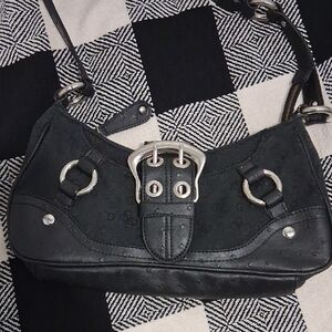 Guess Black Shoulder Bag with Silver Accents